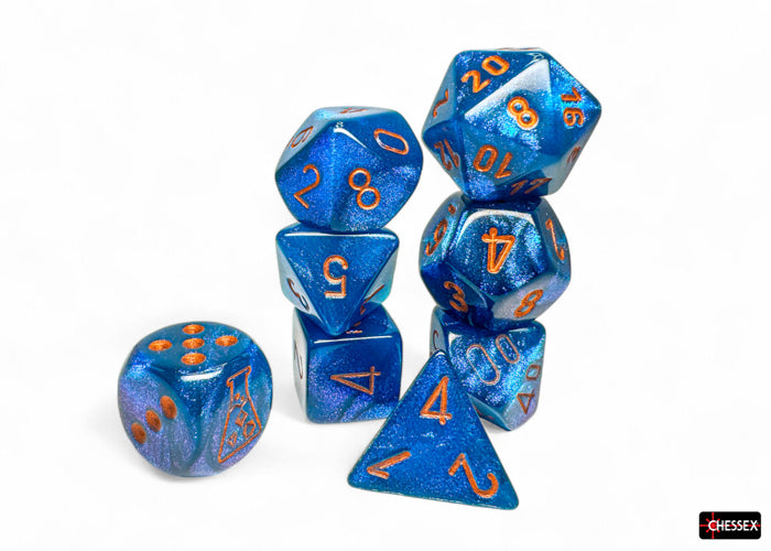 Chessex Lab Dice 9 Borealis Midnight/Copper 7-Die Set