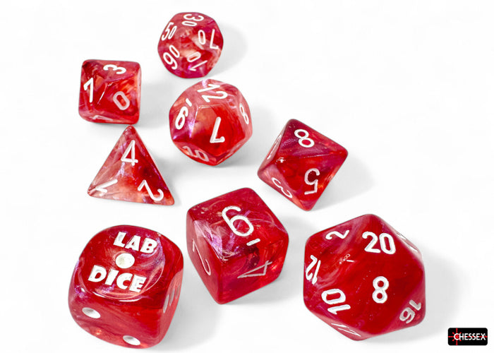 Chessex Lab Dice 9 Borealis Passion/White 7-Die Set