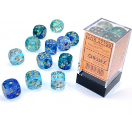 Chessex Dice: Nebula Oceanic Gold Luminary 16 MM Set
