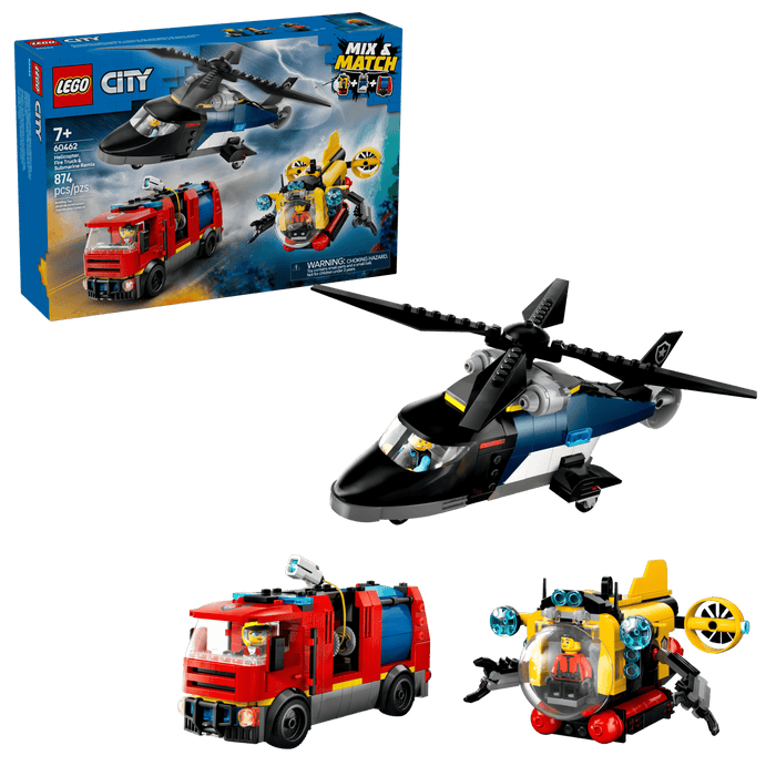 LEGO City Helicopter, Fire Truck and Submarine Remix