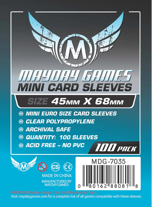 Mayday Games Mini Euro Card Sleeves 45mm x 68mm Blue (100) MDG7035