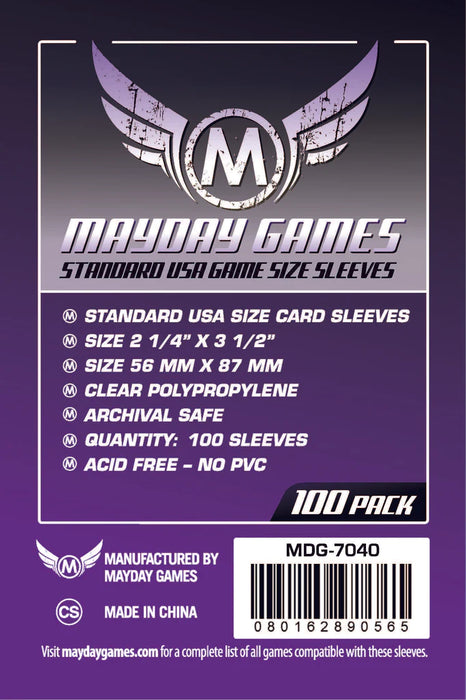 Mayday Games Standard USA Card Sleeves 56mm x 87mm Purple (100) MDG7040