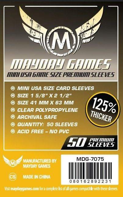 Mayday Games Premium Mini USA Card Sleeves 41mm x 63mm Dark Yellow (50) MDG7075