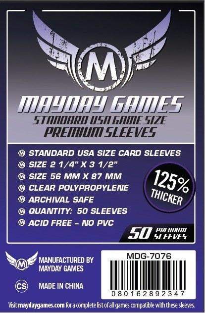 Mayday Games Premium Standard USA Card Sleeves 56mm x 87mm Purple (50) MDG7076