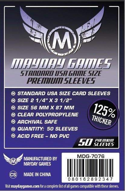 Mayday: 50 Premium USA Board Game Sleeves (Purple) Mayday: 50 Premium USA Board Game Sleeves (Purple)