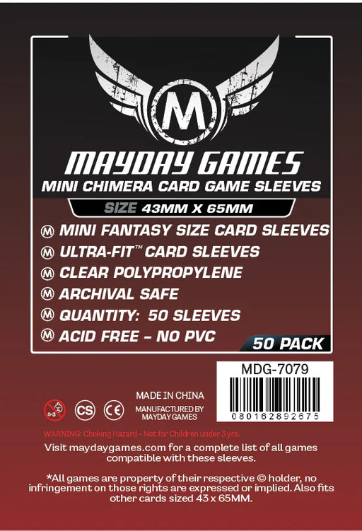 mini chimera card sleeves Mayday Games Premium Mini Chimera Card Sleeves 43mm x 65mm Dark Red (50) MDG7079