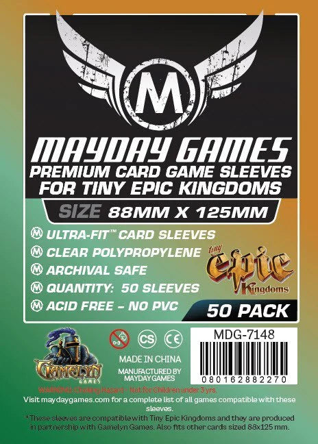 Mayday Games Premium Card Tiny Epic Sleeves 88mm x 125mm (50) MDG7148